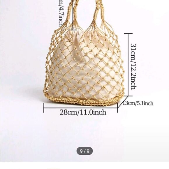 Elegant Gold Mesh Tote Bag - Picture 8 of 9